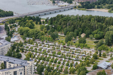 Flygbild av Rastböle campingområde. Bild: Akifoto oy