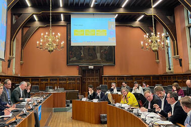 Members of the Eurocities network's executive committee in a meeting room