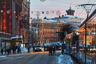 Christmas lights in the center of Helsinki.
