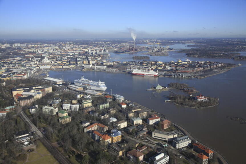 Ilmakuva Helsingin keskustasta.