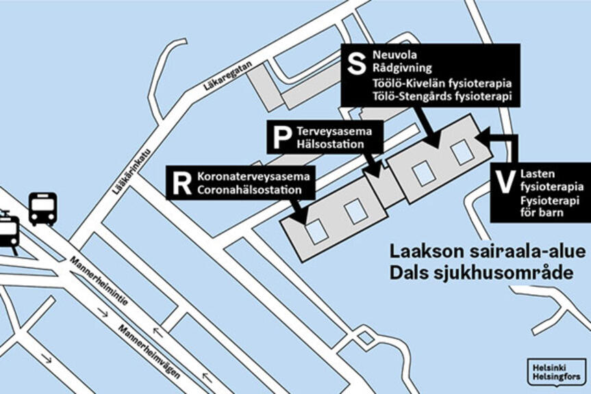 Laakson sairaalan kartta. Laakson sairaalan kartta.