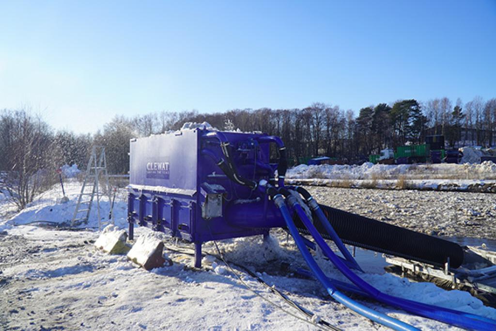 Stara testaa yhteistyössä Clewat Oy:n kanssa uudenlaista lumensulattamislaitetta Viikin lumenvastaanottopaikan läheisyydessä. 