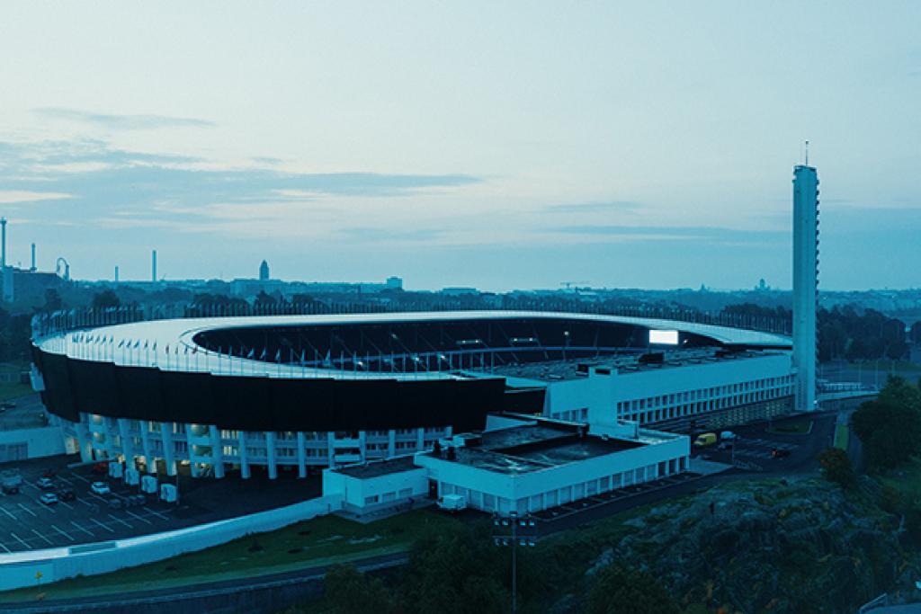 Ilmakuva Olympiastadionista. Kuva: Jussi Hellsten