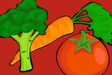 Erilaisia piirrettyjä vihanneksia. Kuvituskuva. 