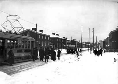 Kpylln raitiovaunu Pohjolankadulla. Kuva Harald Rosenberg 1925. HKM