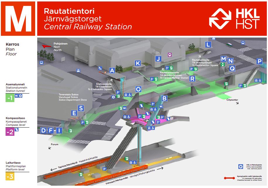 rautatientori metroasema kartta Rautatientorin Metroasema A Palvelukartta rautatientori metroasema kartta